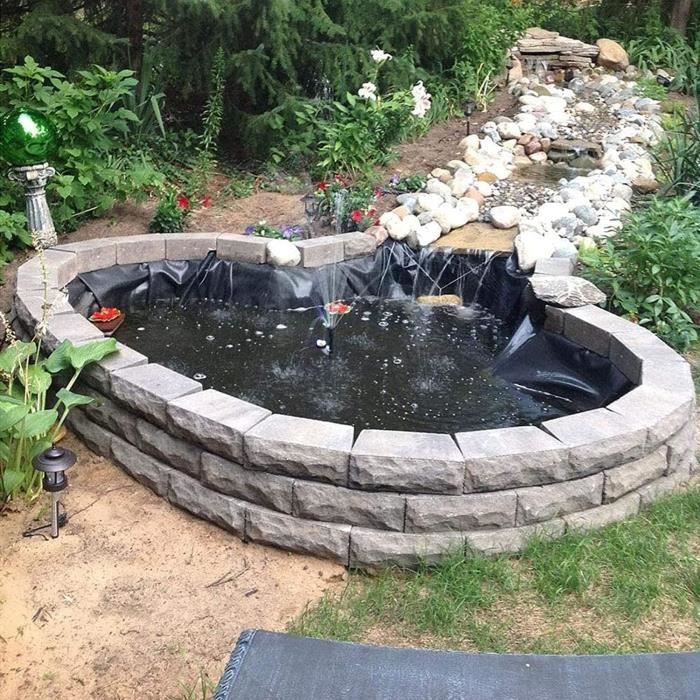 Liner de bassin en PVC 5 m x 2 m 0,5 mm, noir, bâche pour le bassin de  jardin
