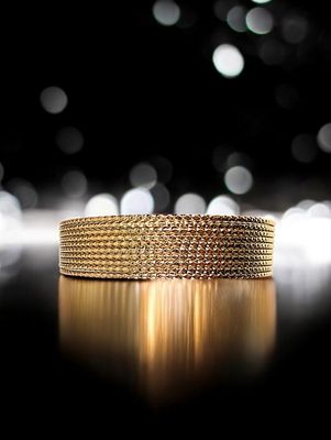 Bracelet Jonc En Acier Inoxydable Doré Avec Strass - Pour Fille/femme, Rigide, Sans Fermoir, Neuf