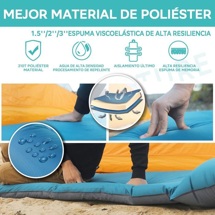Matelas Auto-gonflant Double 8 Cm Avec Pompe Intégrée - Pour Camping, Tente, Voiture, Confort Haute Densité