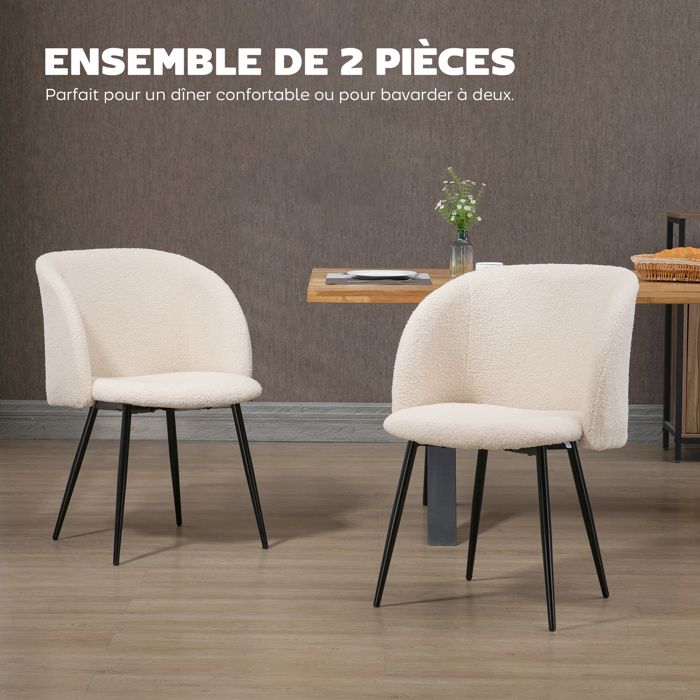 Goeurvant Lot De 2 Chaises Salle à Manger Rembourrées Avec Accoudoirs - Beige, Pieds Bois