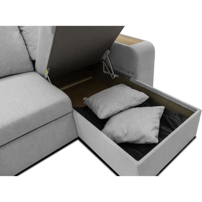 Canapé D'Angle Convertible En Velours Avec Matelas Et Rangement - Modulaire, Forme L, Gris | Pour Petit Salon - 7