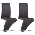 #58046 2 x Chaises de salle à manger Professionnel - Chaise de cuisine Chaise Scandinave - avec forme de zigzag Marron - Similicuir-0
