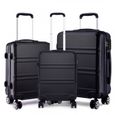 Kono Set de 3 valises à la Mode en ABS léger, avec Mallette de Transport Rigide, avec 4 roulettes, Valise 20 ", 24", 28 ", Noir-0