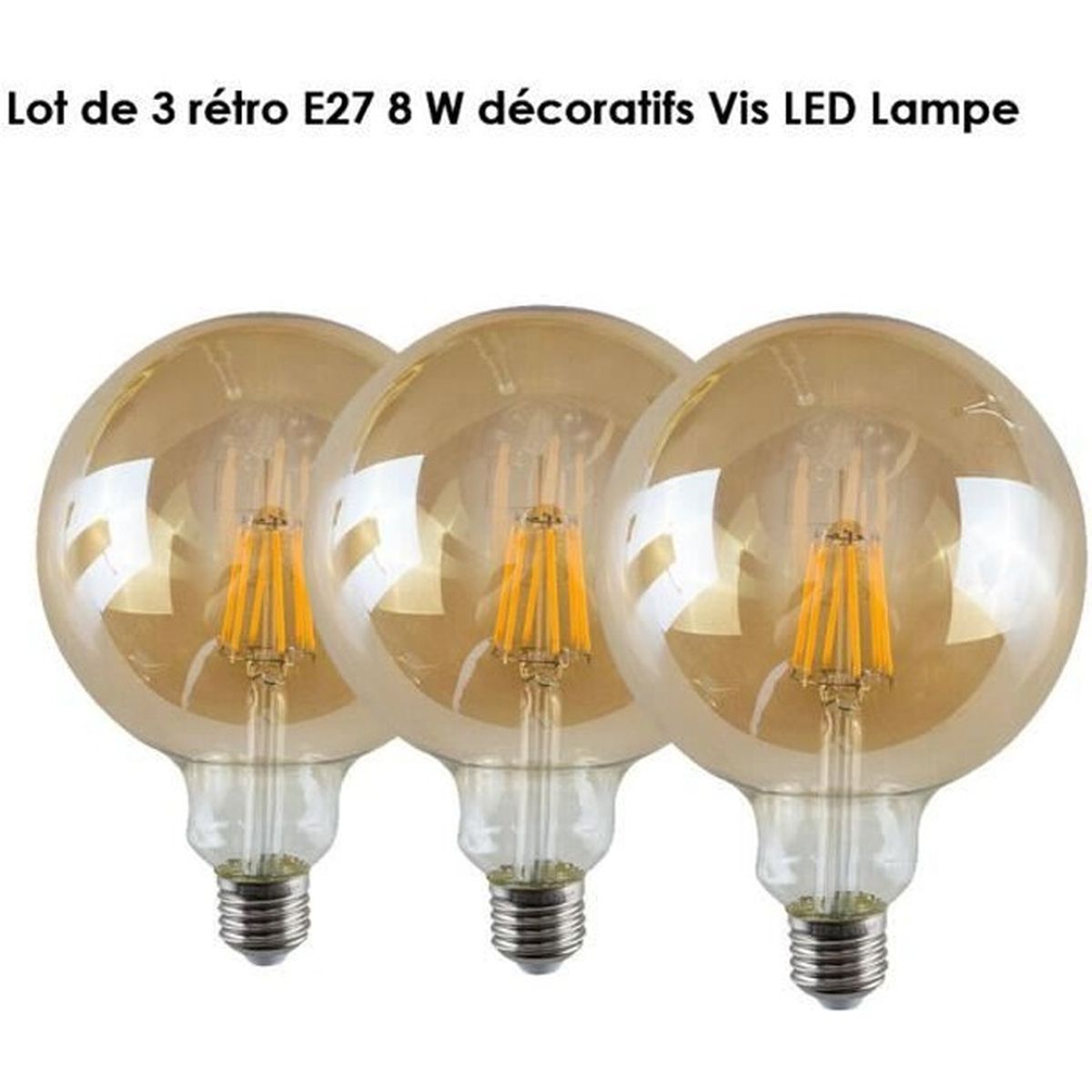 Vintage Edison Ampoules, Lot de 3 rétro E27 8 W décoratifs Vis LED