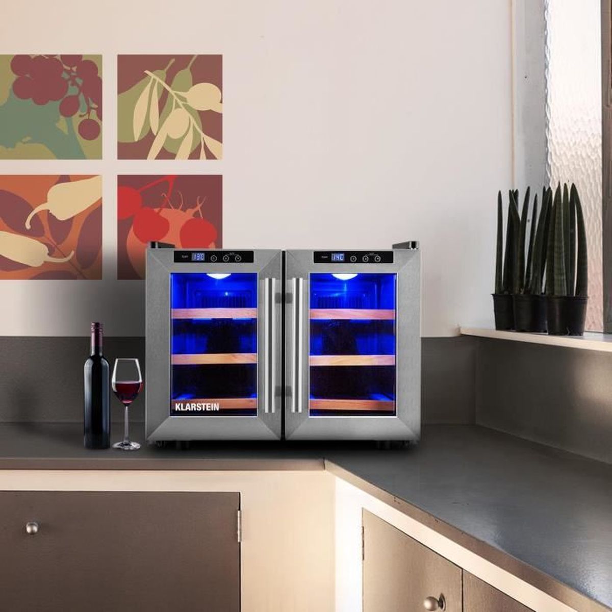 Klarstein Reserva Saloon Set cave à vin réfrigérée 40L + étagère