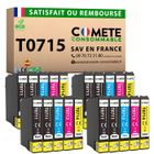 T0715 - 20 Cartouches d'encre compatibles Epson T0715 (T0711 + T0712 + T0713 T0714) Guépard - COMETE CONSOMMABLE - Pack de 20