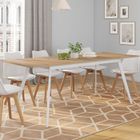 IDMARKET Table scandinave extensible rectangle INGA 6-10 personnes plateau bois pieds blancs 160-200 cm