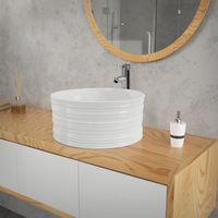 Lavabo en Céramique Blanc Brillant - ML-Design - Forme Ronde - Ø 410x180mm