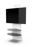 Meliconi - Meuble TV avec support intégré - GHOST DESIGN 2500 Blanc Mat - TV de 32" à 70‘’ - VESA 200/400 - Etagères verre trempé