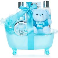BRUBAKER Coffret Cadeaux de Soins pour Bébé - 7 Pcs - Set de Bienvenue pour Garçons - avec Baignoire et Ours en peluche - Bleu