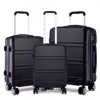 Kono Set de 3 valises à la Mode en ABS léger, avec Mallette de Transport Rigide, avec 4 roulettes, Valise 20 ", 24", 28 ", Noir