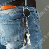 TD® Lot de 3 porte-clés enrouleur avec attache 65 cm longueur attache ceinture mousqueton système ressort