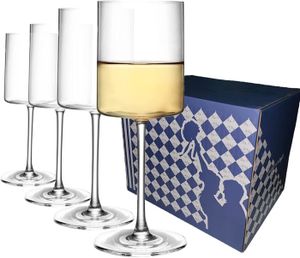 Verre à vin Lot de 4 verres à vin carrés modernes en cristal r