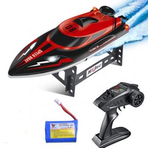 Bateau RC avec lumières DEL éblouissantes, bateaux de course à télécommande 2,4 GHz pour enfants
