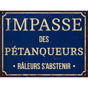 Plaque Métal Petanque 30x20 Cm - Plaque Decorative