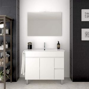 MEUBLE VASQUE - PLAN Meuble de salle de bain VIDAR 80CM Blanc avec plan