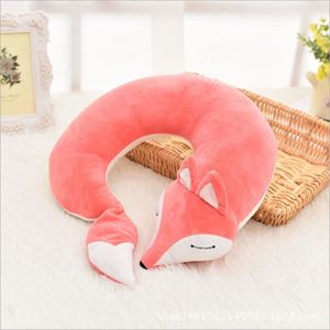 OREILLER Rouge - oreiller en forme de U pour enfants, enfants et adultes, en coton, en forme'animal, de renard, en pel