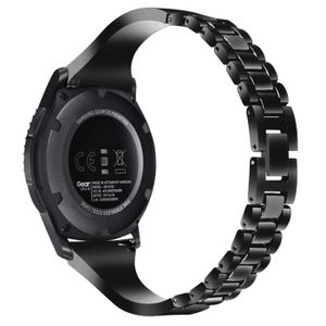 BRACELET MONTRE CONNEC. Bracelet Connecté Alliage De Zinc Décor Strass Samsung Gear S3 Frontier-Samsung Watch 46Mm-22Mm - Noir