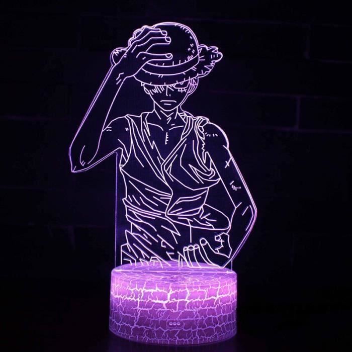  Emblème One Piece, luffy, mugiwara, lampe led, lampe  3d, veilleuse, lampe personnalisable, éclairage, illusion, idée cadeau,  cadeau original