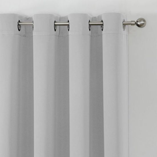 Rideau Voilage imprimé feuilles à œillets 135x240cm, gris et blanc