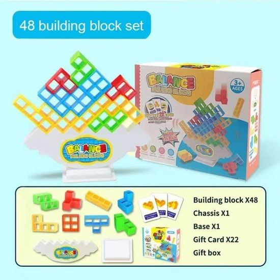 Blocs de Construction Tetris pour Enfants, Empilage, Musique, Équilibre, Assemblage, Empilage, Jouets Éducatifs Élevés, Balançoire, Jeu de table