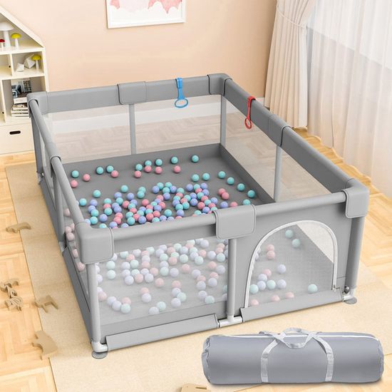 Parc Bébé En Tissu Oxford Avec 50 Balles – 120x120x66 Cm, Maille Respirante, Stable