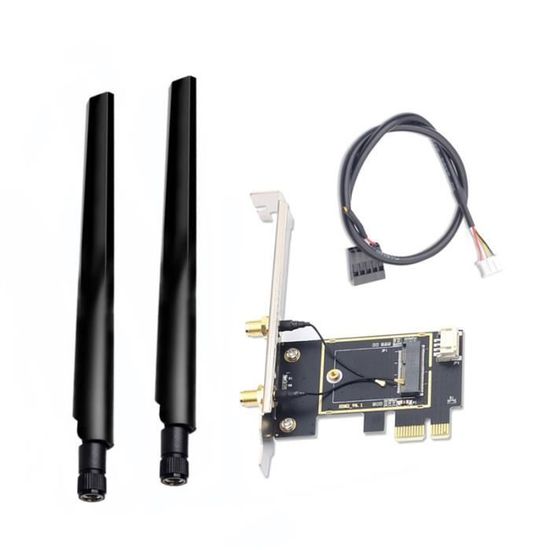 Carte sans fil WiFi Mini PCI-E Express vers PCI-E avec 2 antennes on