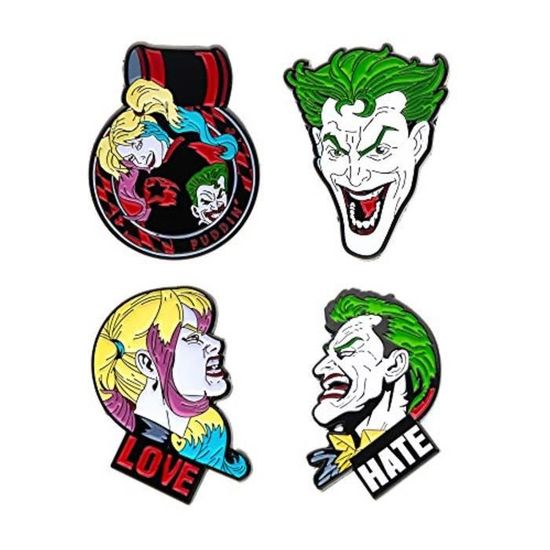Pince A Cravate Rul7c Femmes Joker Et Harley Quinn Visage Email Epinglette Set 4 Pieces Multi Couleur Taille Cdiscount Pret A Porter