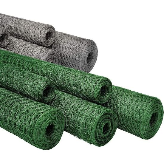 Filet Métallique Plastifié Vert 0,5x10m - Grillage Clôture Jardin Volaille Animaux Plantes