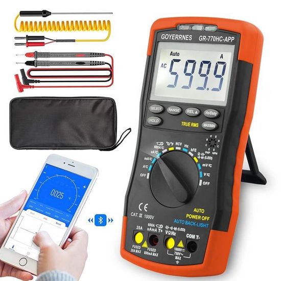 Multimètre Numérique ALLmeter TRMS 6000 Comptes - Automatique USB Rechargeable - écran Couleur NCV