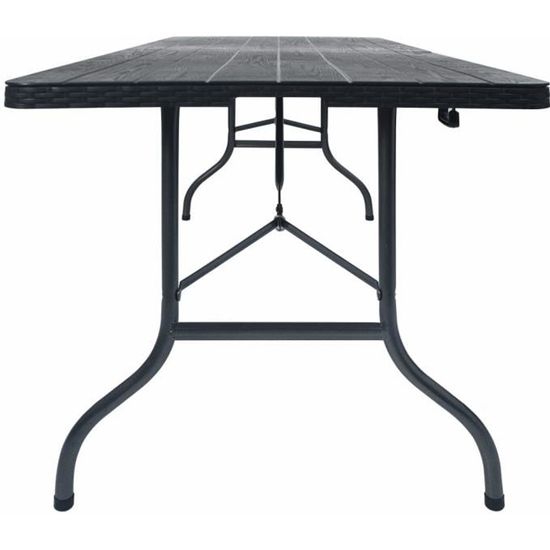 Bonne qualité - Table de jardin pliable- Table d'extérieur Noir 180x75x72 cm PEHD Imitation rotin @7449 :
