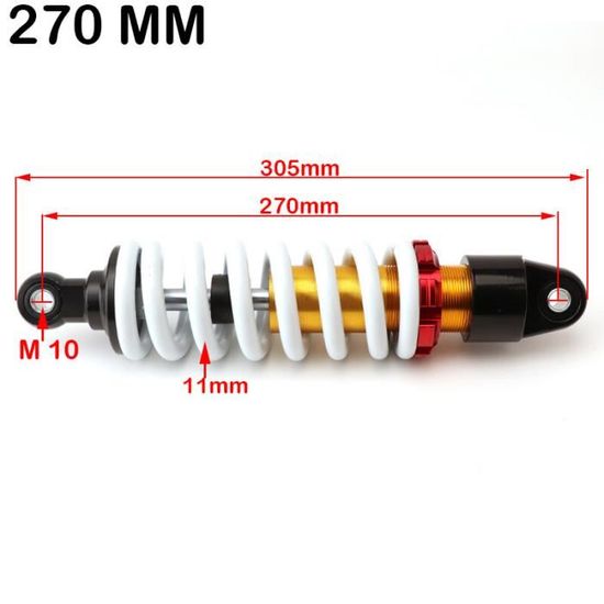 Amortisseur Avant/arrière 270mm Pour Pit Bike, Dirt, ATV, Go Kart & Moto - Conduite Douce Et Durable