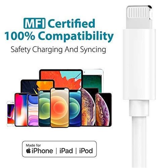 MFI Certifié］Charge Rapide PD iPhone Chargeur pour iPhone 13//13 Pro// 13 Pro Max// 13 mini// 12//12mini//12Pro Max//11//11 Pro//XS//, iPad 3Pack2M Type C vers Lightning GlobaLink Câble USB C vers Lightning