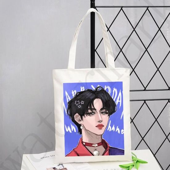 Sac Fourre-Tout Toile K-pop Pour Fans - Grand Cabas Shopping Léger Et Résistant