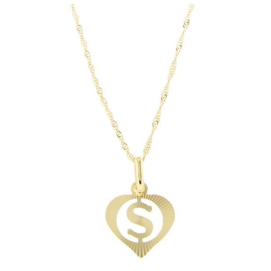 Pendentif Lettre S En Or 14K Avec Diamant Naturel - Personnalisable A à Z - Neuf Sans Emballage