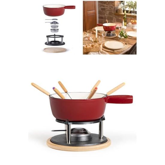 JS GOURMET Cocotte ronde avec couvercle en fonte émaillée rouge cerise 5,3 L | St. Laurent Shopping Centre
