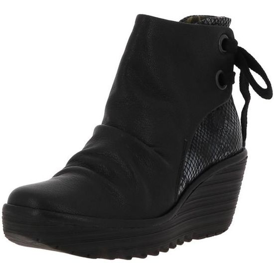 Bottines Fly London 'Yama' En Cuir Suédé Noir - Taille 3 à 8 - Talon Plat - Neuves En Boîte
