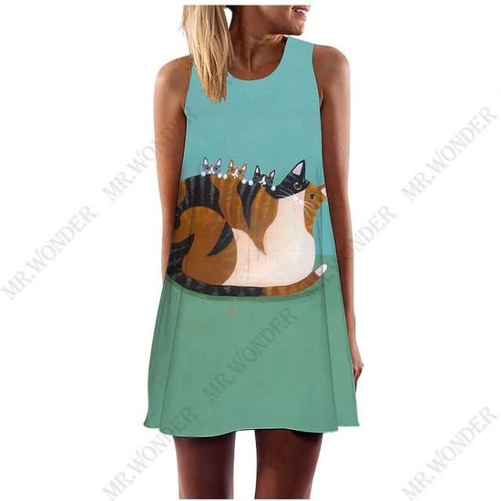 Robe de plage ample sans manches à la mode pour femmes blanche Blanche - Prêt-à-Porter