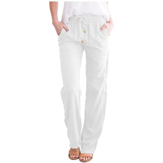 Niwicee Femme Taille Haute Pantalons Casual Jambes Larges Pantalon avec Poches pour Les Loisirs, Le Travail and Le Bureau Pantalon Femme Jambe Droite Pants Elegant-Noir-XXL