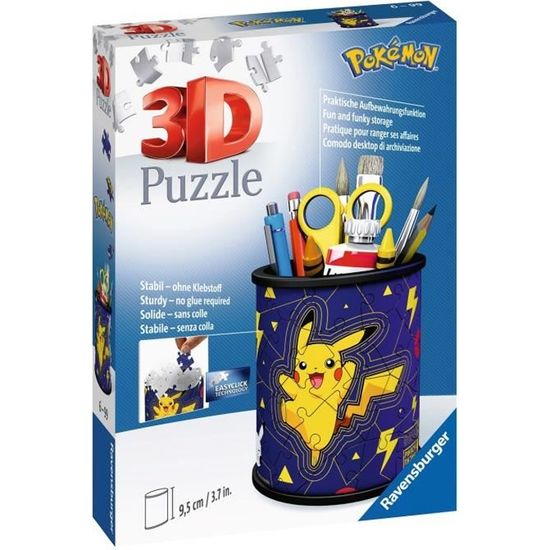 Pot à crayons Pokémon Puzzle 3D Ravensburger - 54 pièces - Sans colle - Dès 6 ans