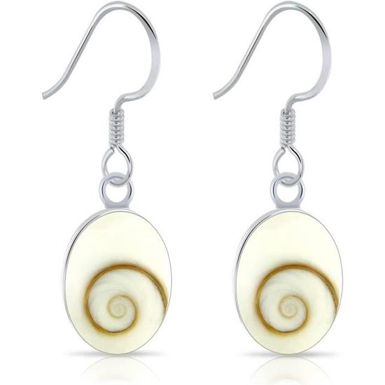 Boucles D'Oreilles Argent Oeil De Sainte Lucie Et Deux Petites Plumes