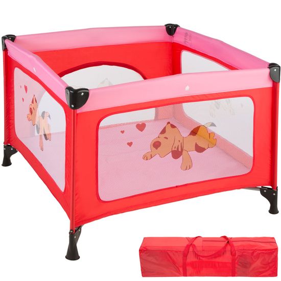 Tectake Parc Bebe Pliable Avec Matelas Et Sac De Transport 105 Cm X 105 Cm X 78 Cm Rose Cdiscount Puericulture Eveil Bebe