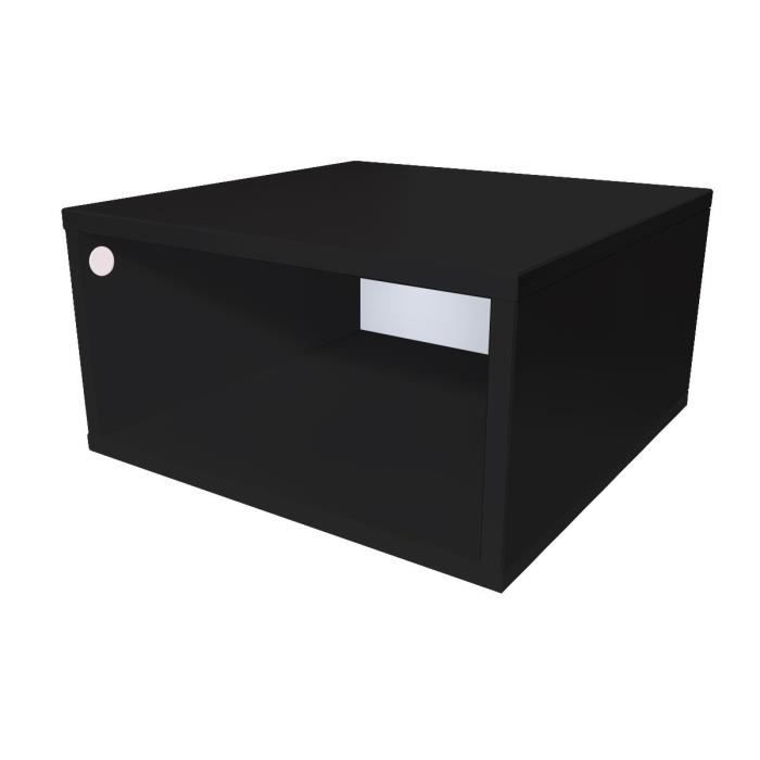 Cube de rangement bois largeur 50 cm - Couleur - Noir, Dimensions - 50x50