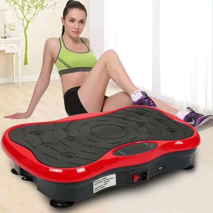 Plateforme Vibrante Pour Musculation - vibration plate Fitness LCD - Sport à la Maison - Noir/Rouge