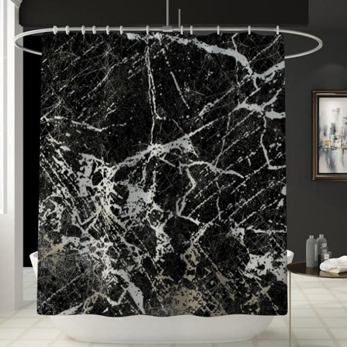 Rideau de Douche et 12 Crochets 180 x 180cm Polyester