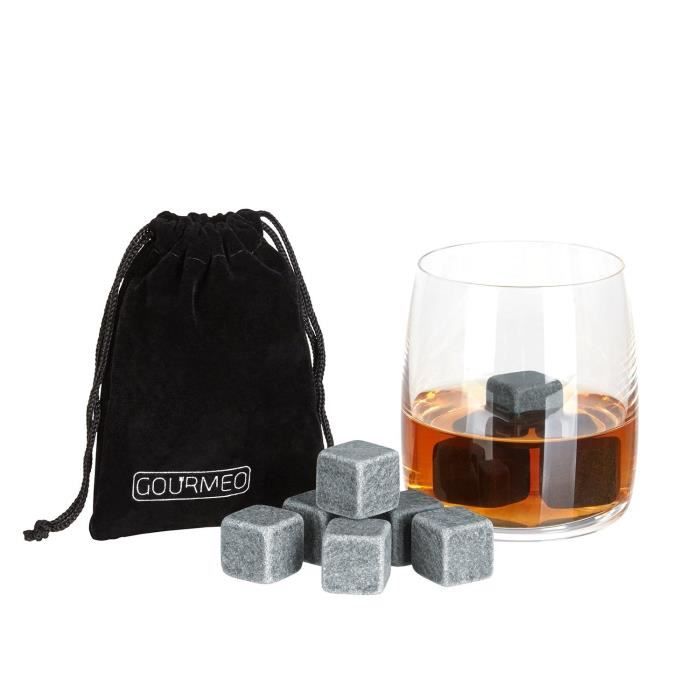 GOURMEO pierres à whisky premium (9 pièces) en stéatite naturelle I 2 ans de garantie de satisfaction I glaçons réutilisables,