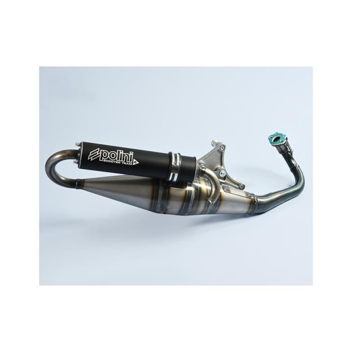 Echappement POLINI Team 4 acier/silencieux alu anodisé noir Moteur Piaggio