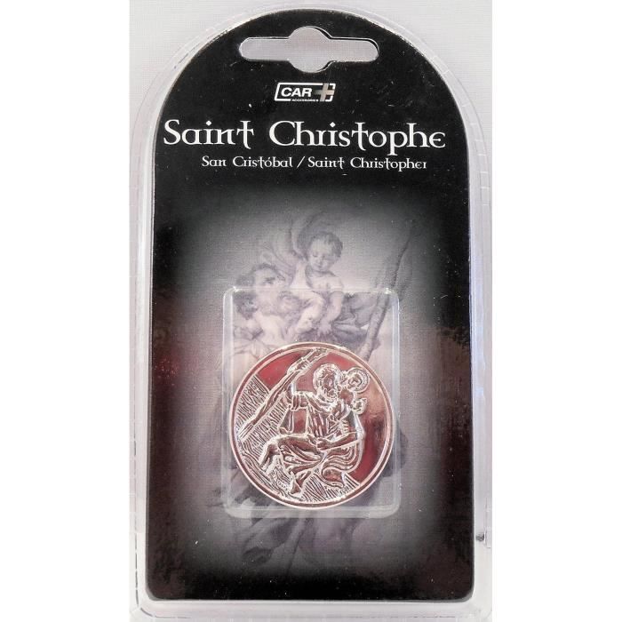Médaillon Adhésif, Saint Christophe rond Chromé