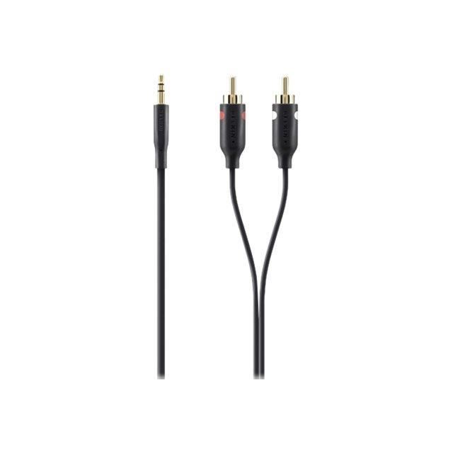 BELKIN Câble audio 3,5 M/M 2 x RCA M/M - Portable - Doré noir - 2 m