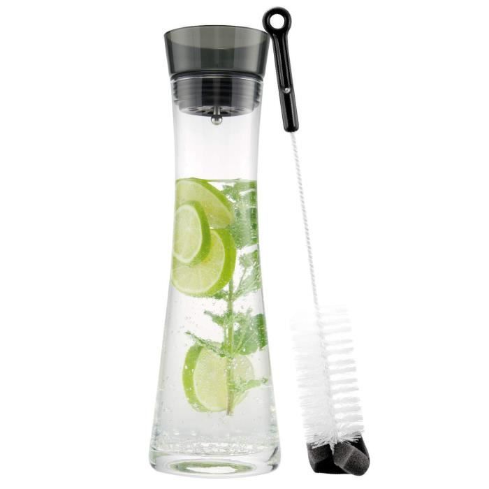 bremermann Carafe en Verre AMISA AMISA 1,2 Litre, Bec verseur Multifonction, Carafe à Eau (Gris)